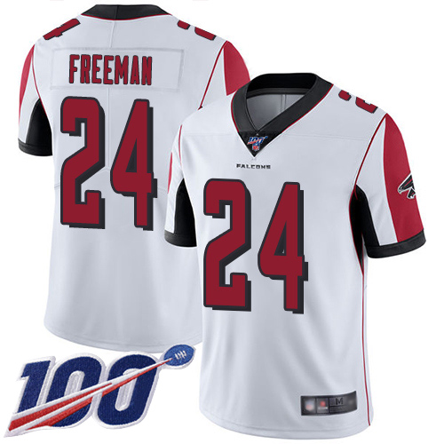 Atlanta Falcons Limited White Men Devonta Freeman Road Jersey NFL Football 24 100th Season Vapor Untouchable